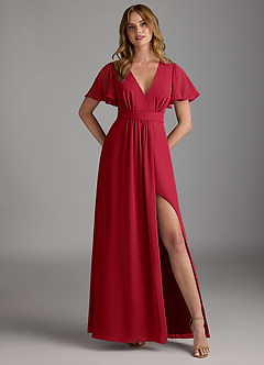 Azazie Zaniah Bridesmaid Dresses Scarlet A-Line Chiffon Dress image1