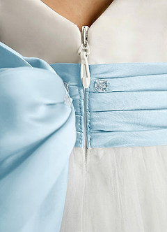 Azazie Sosie vestidos de niña de las flores Vestido de Marfil Azul Cielo de Tul de Corte en A con Plisado image5