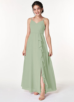 Azazie Naeem Junior Dusty Sage A-Line Ruched Chiffon Dress image1