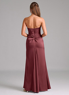 Azazie Lucille Bridesmaid Dresses Merlot Mermaid Strapless Stretch Satin Convertible Dress image2