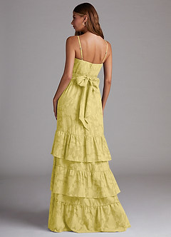 Azazie Nathalia Robes de demoiselle d'honneur Robe Trapèze en Blumen-Burnout Arc Canari image2