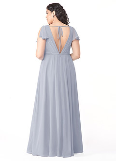 Azazie Reverie Bridesmaid Dresses A-Line V-Neck Ruched Chiffon Floor-Length Dress image10