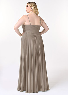 Azazie Vini Abiti da Damigella Abito A-Line in Chiffon con Scollo a V a Pieghe Taupe image8