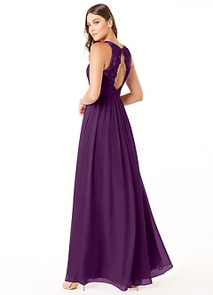 Azazie Luz Bridesmaid Dresses Grape A-Line Lace Chiffon Dress image4
