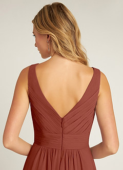 Azazie Pierrette Bridesmaid Dresses Auburn A-Line Pleated Chiffon Dress image6