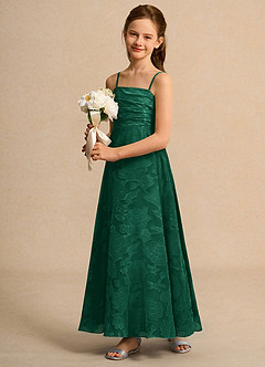 Azazie Pebbles Junior Formal Flower Girl Klänningar Klä A-Line i Blommig Utbrändhet Plisserad image5