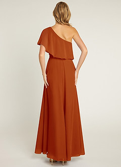 Azazie Lizzy Final Sale Paprika A-Line One Shoulder Chiffon Dress image2