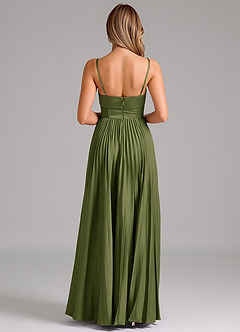 Azazie Akiko Bridesmaid Dresses Olive A-Line Sweetheart Neckline Stretch Satin Dress image2
