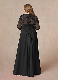 Azazie Devereaux Mother of the Bride Dresses Black A-Line Lace Chiffon Dress image7