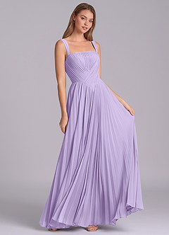Azazie Mina Vestidos de damas de honor Vestido de Lila de Gasa de Corte en A con Plisado image3