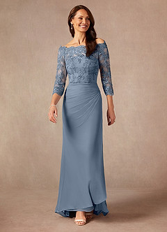 Azazie Rhonda Mother of the Bride Dresses Twilight Mermaid Off the Shoulder Mesh Dress image3