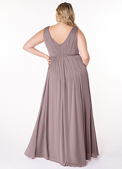 Azazie Tanicia Bridesmaid Dresses Dusk A-Line V-Neck Pleated Mesh Dress image6