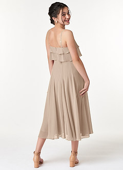 Azazie Ensley Junior Taupe A-Line Pleated Chiffon Dress image6