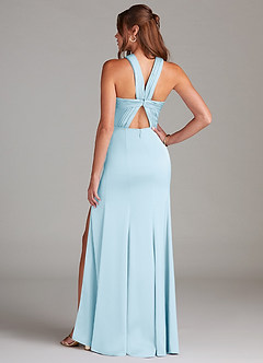 Azazie Rue Bridesmaid Dresses Sky Blue A-Line Pleated Stretch Satin Dress image7