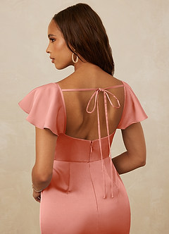 Christian Siriano Bridal for Azazie 1005 Bridesmaid Dresses Coral Sheath Sweetheart Neckline Stretch Satin Dress image3