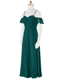 Azazie Juna Junior Peacock A-Line Off the Shoulder Chiffon Dress image8