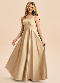 Azazie Gabby Junior Klä av A-Line i Stretch Satin Plisserad image5