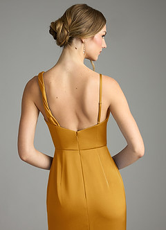 Azazie Samara Robes de demoiselle d'honneur Robe Sirène en Satin extensible Plissée Caramel écossais image6