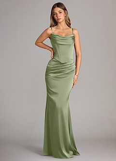 Azazie Sorrel Bridesmaid Dresses Pistachio Mermaid Strapless Stretch Satin Convertible Dress image6