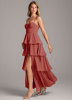 Azazie Alanna Bridesmaid Dresses Terracotta A-Line Sweetheart Neckline Chiffon Dress image4