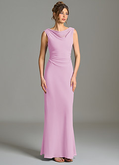 Azazie Kieryn Bridesmaid Dresses Candy Pink Mermaid Pleated Chiffon Dress image5