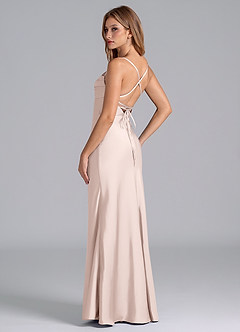 Azazie Seema Bridesmaid Dresses Blushing Pink Mermaid Corset Stretch Satin Dress image6