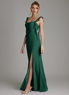 Azazie Jessamine Bridesmaid Dresses Emerald Mermaid Corset Chiffon Dress image5