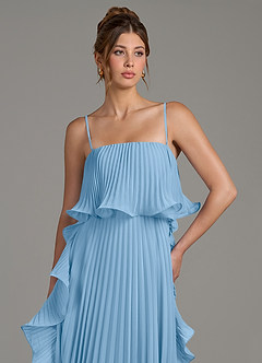Azazie Alexia Bridesmaid Dresses Powder Blue A-Line Ruched Chiffon Dress image2