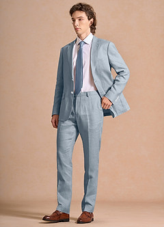 front Harrison Azul Polvoriento Traje 100% lino