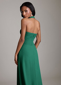 Azazie Clarisa Bridesmaid Dresses Emerald A-Line Pleated Chiffon Dress image4