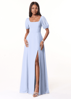 Azazie Alani Bridesmaid Dresses Ice A-Line Square Neckline Chiffon Dress image1