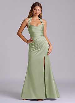 Azazie Destiny Bridesmaid Dresses Dusty Sage Mermaid Sweetheart Neckline Stretch Satin Dress image6