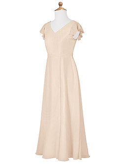 Azazie Claudine Junior White Alabaster A-Line Pleated Chiffon Dress image7