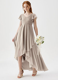 Azazie Caria Junior Frost A-Line Pleated Chiffon Dress image1