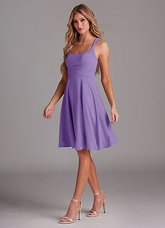 Azazie Vina Bridesmaid Dresses Tahiti A-Line Lace Chiffon Dress image4