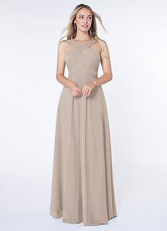 Azazie Kaleigh Abiti da Damigella Abito A-Line in Chiffon Plissettato Gelo image1