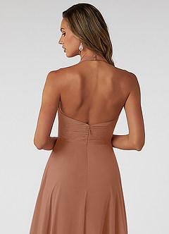 Azazie Tessie Bridesmaid Dresses Bronzer A-Line V-Neck Pleated Chiffon Dress image4