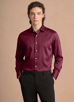 front Julian Mulberry Stretch Satin Dress Shirt
