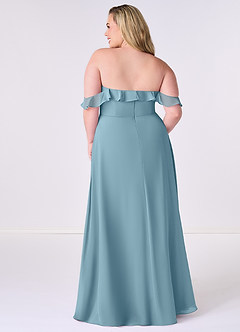 Barbie ♥ Azazie Bridesmaid Dresses Moody Blue A-Line Off the Shoulder Chiffon Convertible Dress image8