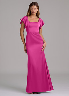 Azazie Elkie Bridesmaid Dresses Fuchsia Mermaid Square Neckline Stretch Satin Dress image1