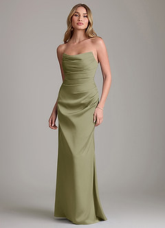 Azazie Lucille Bridesmaid Dresses Pistachio Mermaid Strapless Stretch Satin Convertible Dress image1