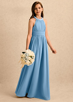 Azazie Aria Girls Formal Flower Girl Klänningar Klänning A-Line i Chiffong Plisserad image3