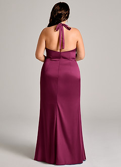Azazie Valerie Bridesmaid Dresses Red Plum Mermaid Pleated Stretch Satin Dress image12