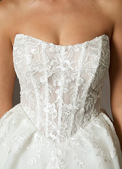 Azazie Ainsley Wedding Dresses Diamond White Ball-Gown Strapless Lace Dress image8