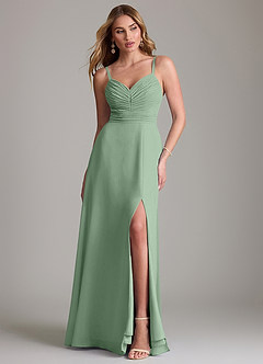 Azazie Terese Bridesmaid Dresses Matcha A-Line Pleated Chiffon Dress image1