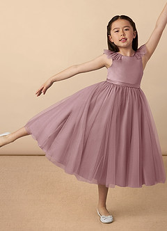 Azazie Dolly Flower Girl Dresses A-Line Bow Tulle Ankle-Length Dress image1