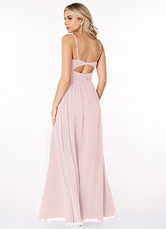 Azazie Yanelie Bridesmaid Dresses Blushing Pink A-Line Scoop Pleated Chiffon Dress image8