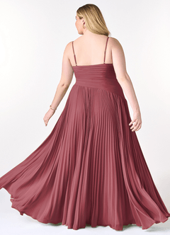 Azazie Vini Bridesmaid Dresses Merlot A-Line V-Neck Pleated Chiffon Dress image9
