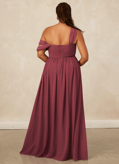 Christian Siriano Bridal for Azazie 1014 Bridesmaid Dresses Merlot A-Line Off the Shoulder Chiffon Dress image17