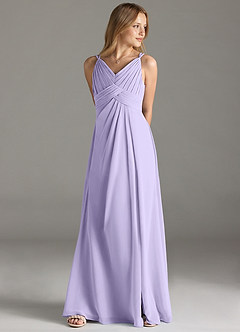 Azazie Maren Allure Junior Lilac A-Line Lace Chiffon Dress image3